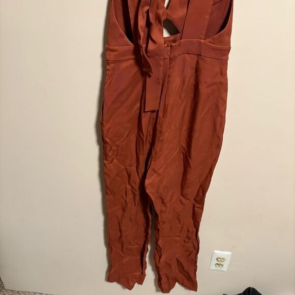 Reiss Alma Cut-Out Halter Jumpsuit in Rust- Size 2 - Picture 8 of 15